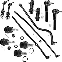 Psrorkeu 13-Piece Front Suspension & Steering Kit for 1998-1999 Dodge Ram 1500/2500 4x4 - Ball Joints, Tie Rod Ends, Track Bar, Sway Links