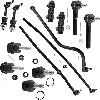 Psrorkeu 13-Piece Front Suspension & Steering Kit for 1998-1999 Dodge Ram 1500/2500 4x4 - Ball Joints, Tie Rod Ends, Track Bar, Sway Links
