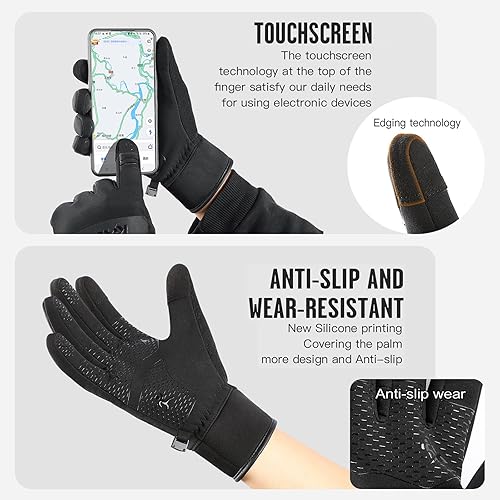 Miniatura 3 de Guantes de invierno 100% impermeables para hombres y mujeres, resistentes al viento, térmicos con dedo para pantalla táctil, palma antideslizante