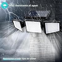 Vista 5 de Tuffenough - Luces solares para exteriores, 2500 lm, 210 luces LED de seguridad con control remoto, 3 cabezales de luces con sensor de movimiento