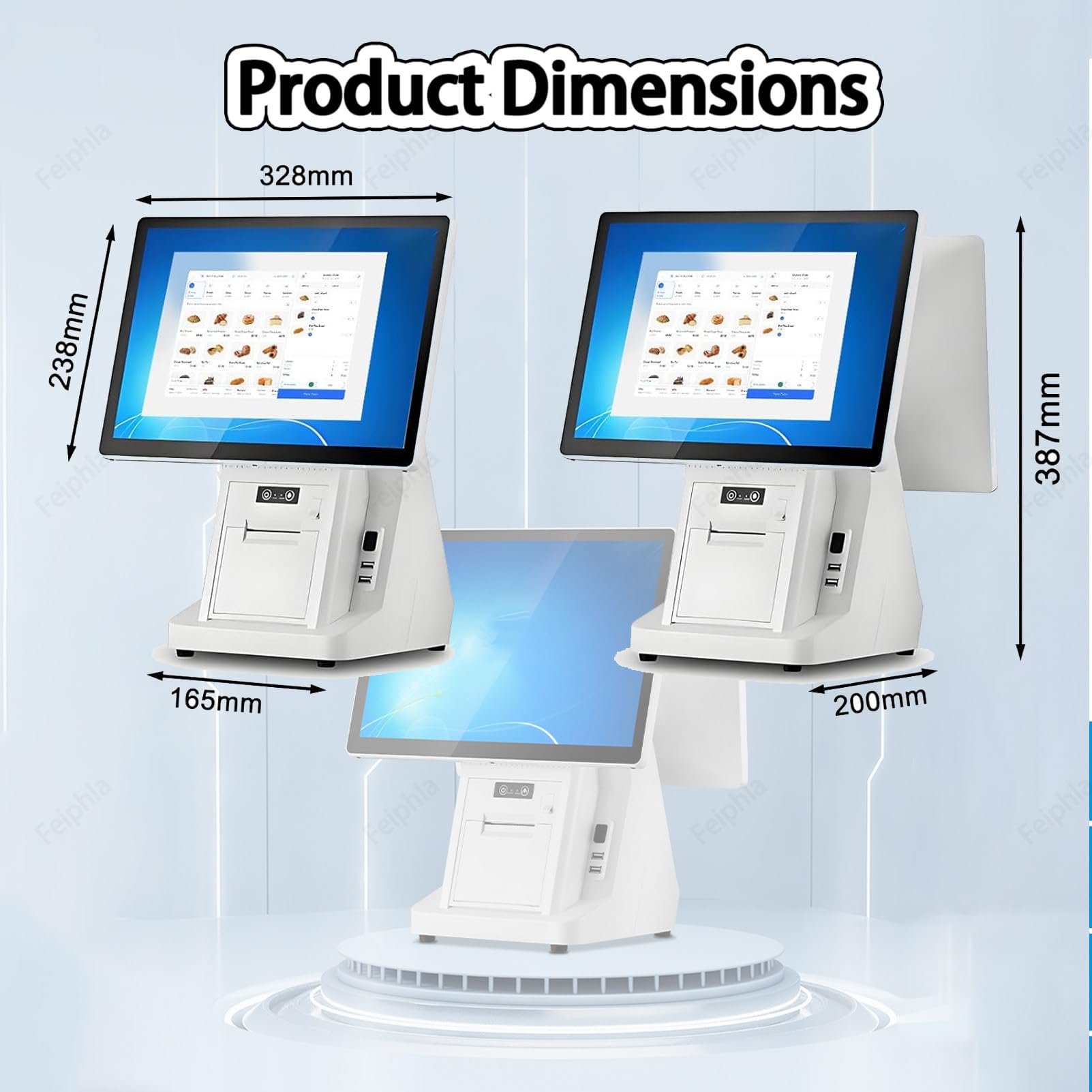 Caisse Enregistreuse Professionnelle,Ordinateur De Caisse Tactile,Ordinateur De Caisse Tactile,avec 15.6" éCran Tactile, pour Petites Entreprises DualScreen-A（80mm）