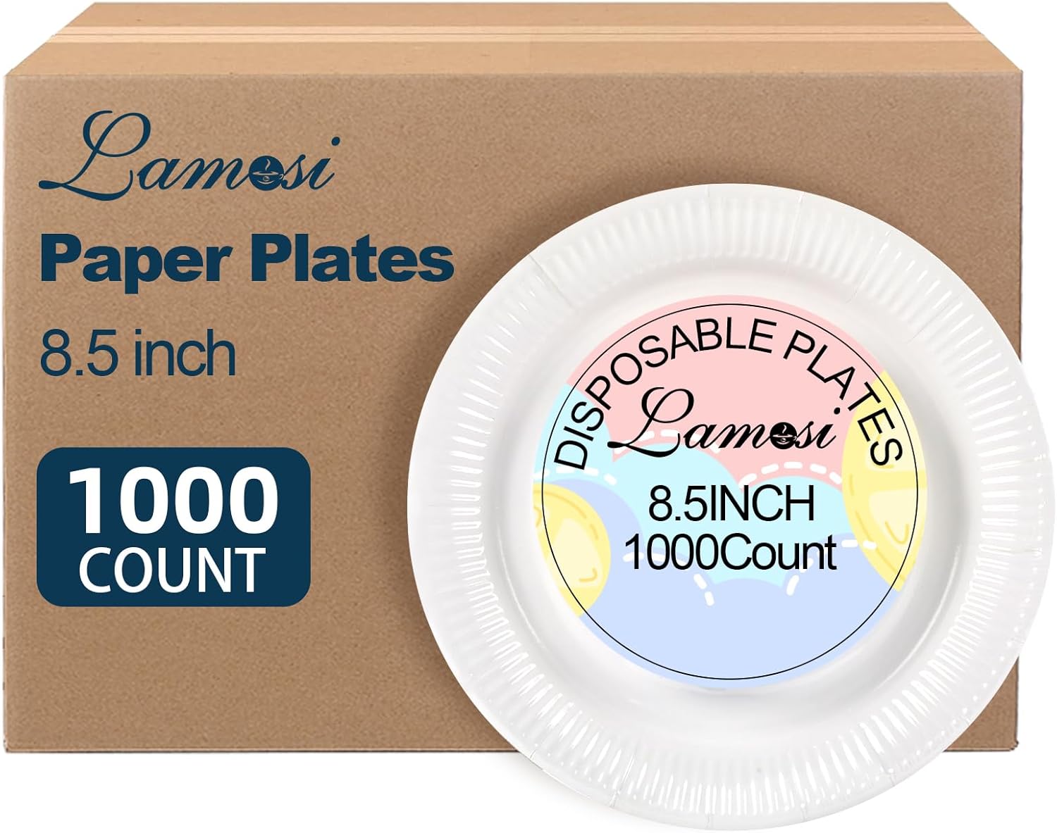 Lamosi Paper Plates 10 Inch, 800 Count Disposable Plates Bulk, Heavy Duty & Food Safe plate for Everyday Breakfast, Lunch, Dinner Meals
