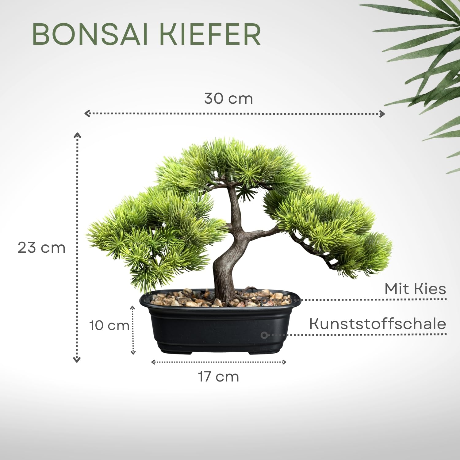 Deko Bonsai Knstliche Bonsai Kiefer Ca. 23x30cm  Grn In Schwarzer  Kunststoffschale Mit Kies