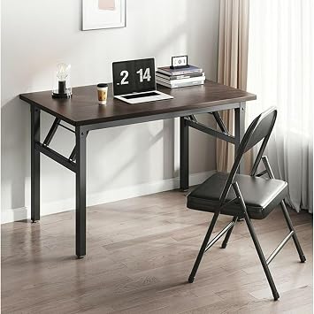 Folding Tables,Rectangle Dining Table for 6,Camp Tables Portable Foldable,Corner Bench Dining Table,Kitchen Side Table,Small Rectangle Dining Table,tv Dinner Tables(Black,120 * 60 * 75cm)