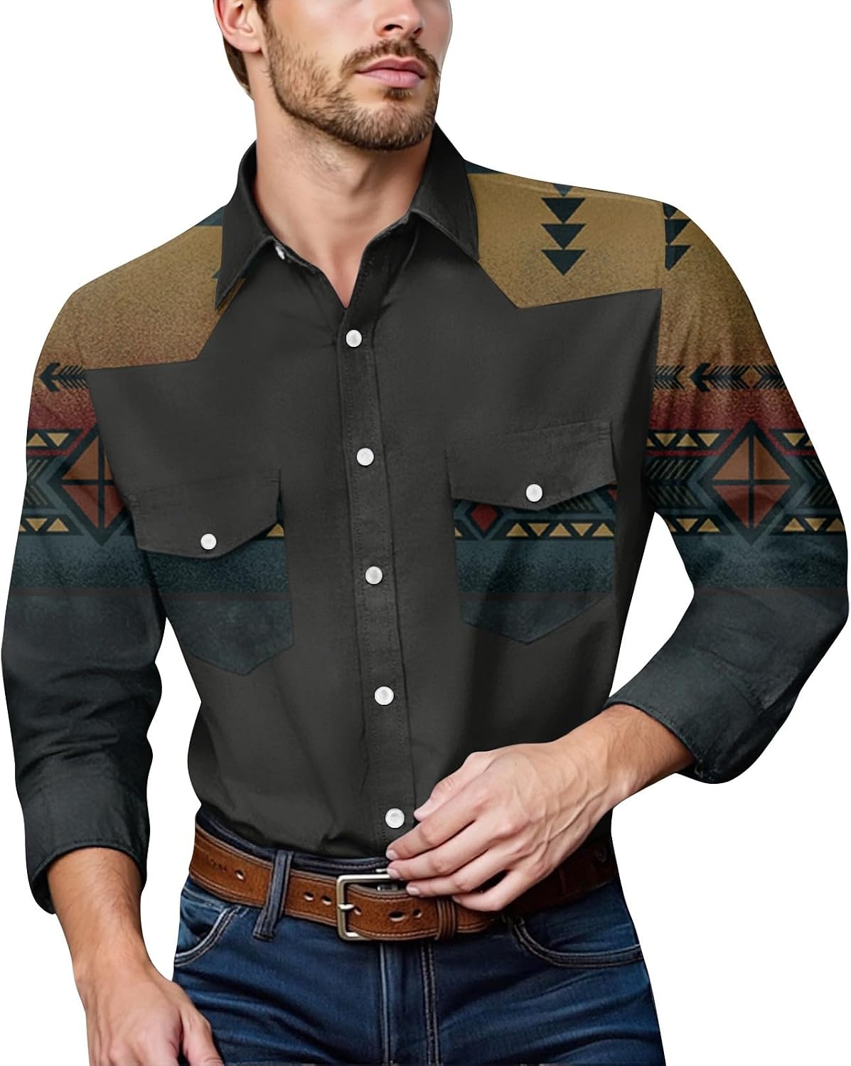 Men's Dress Shirts, Long Sleeve Button Down Shirts Regular Fit Casual Beach Wedding Shirt with Pockets, M-3XL