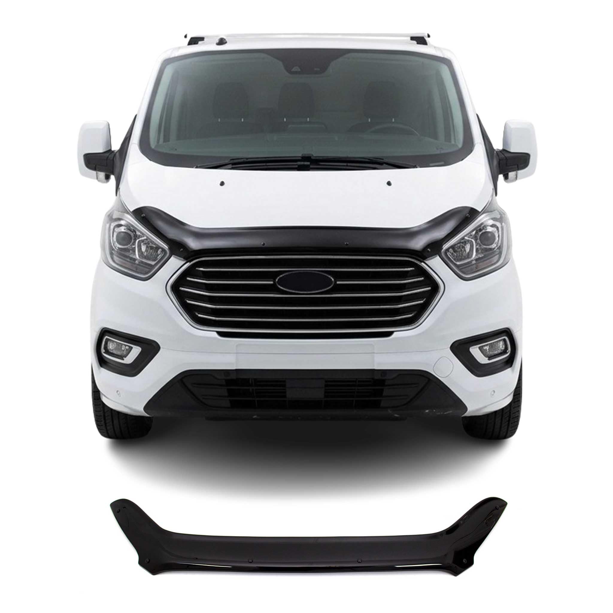 OMAC Déflecteur d'insectes compatible avec Ford Transit Tourneo Custom 2018-2024 Foncé