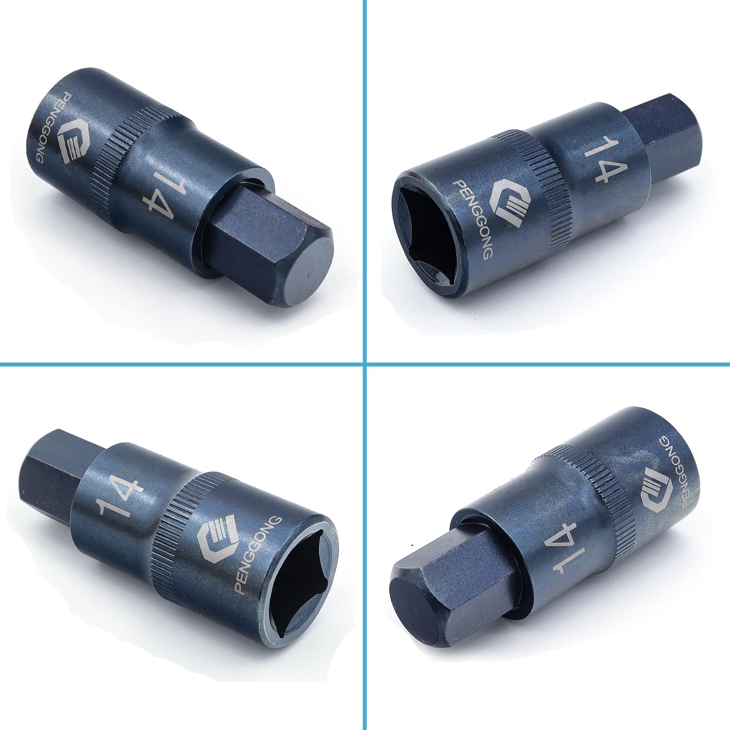 Juttzzei 1/2" Drive H14 Hex Bit Socket, 14mm Allen Key Square Socket, Premium S2 Steel H14 Hex Bit with 2" Length - Image 3