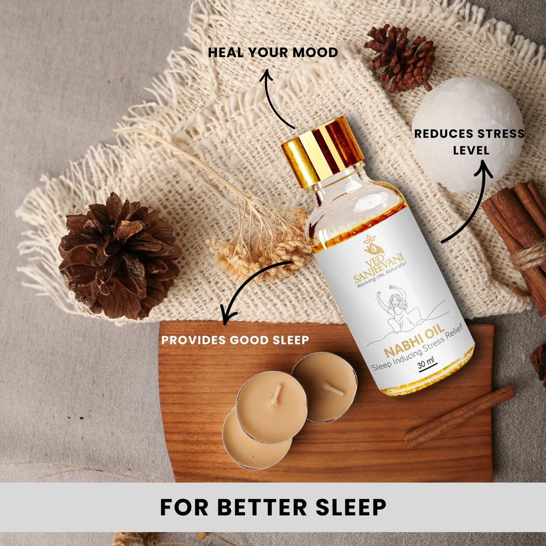 Sleep-Inducing Stress Relief Nabhi Oil, Ved Sanjeevani | For Relaxation & Sleep Quality | With Herbal Aromatherapy | 30 ml - Image 3 thumbnail