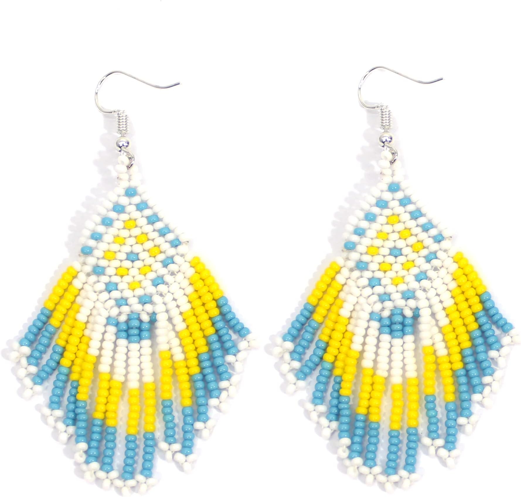 Beaded Earrings Native american Style Seed Bead Work Handmade Jewelry Modern X Traditional Design (E-16-SB-44)