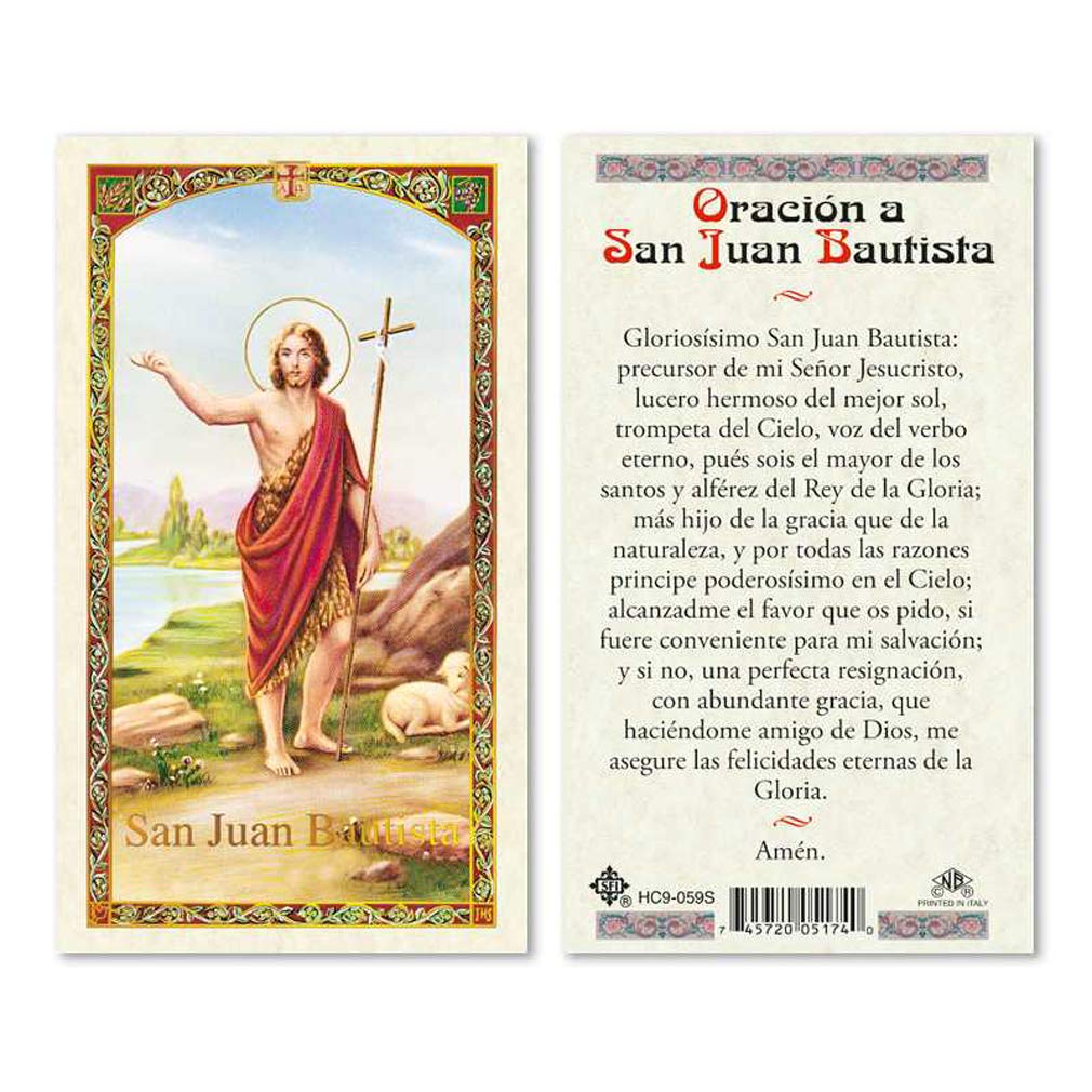 Oracion A San Juan Bautista Tarjetas Laminadas En Espanol Laminated