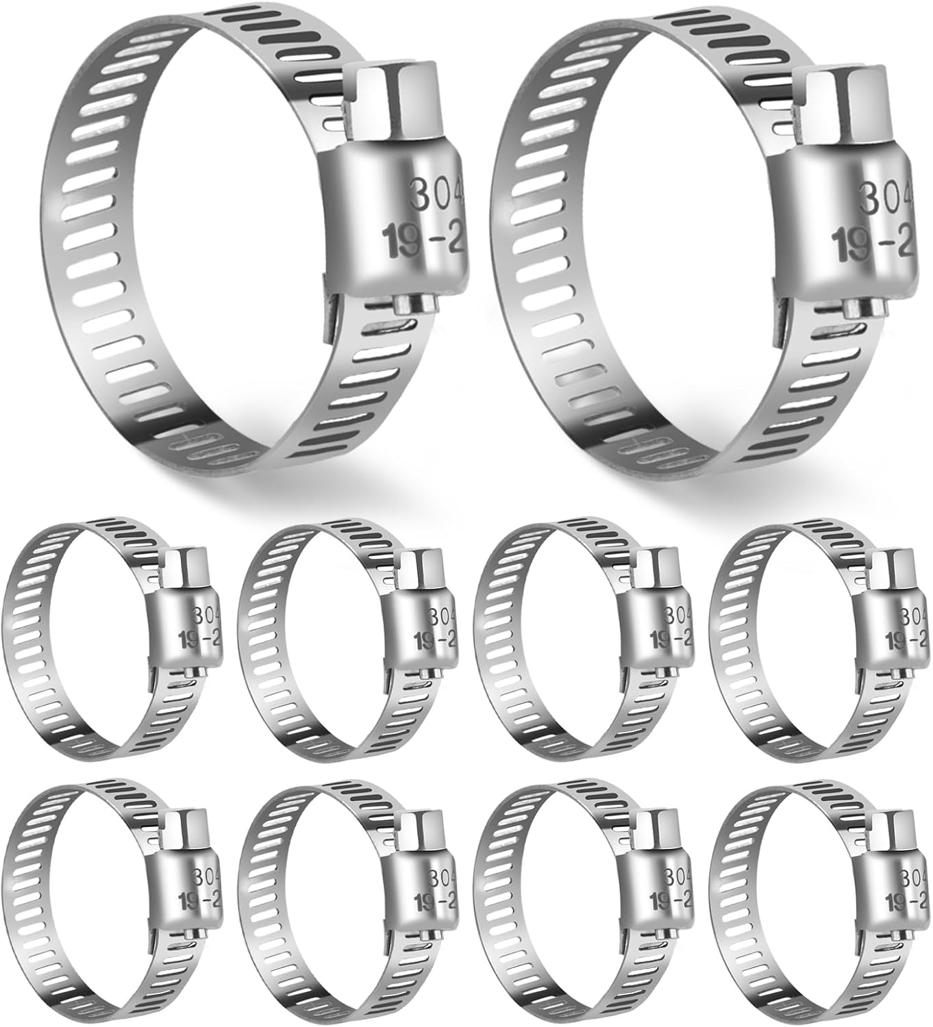 45PCS Hose Clamp Assortment Kit, Stainless Steel Worm Gear Clamps