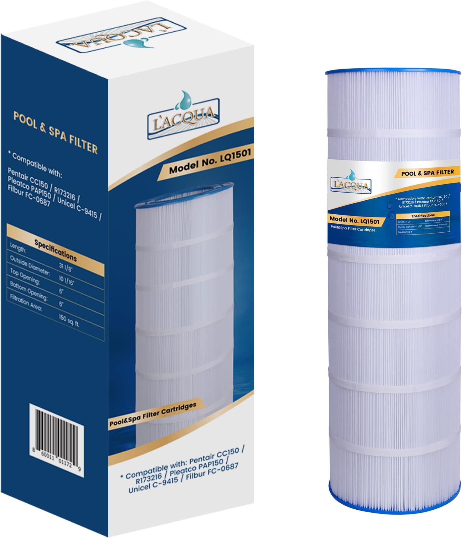 LACQUA FILTER REPLACEMENT LQ1501 150 SqF for Pentair CC150