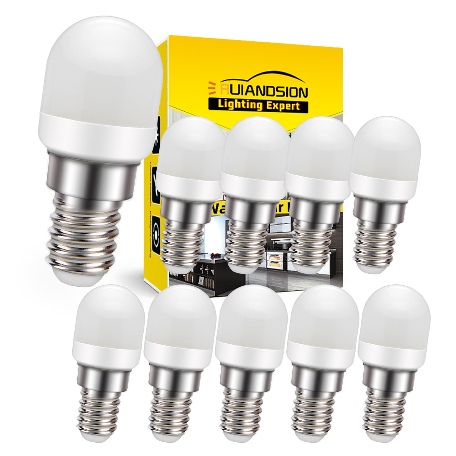 Ruiandsion Lampadina LED E14 SES 220V 2W 400LM, per cappa da cucina, forno e microonde, luce a 360°, non dimmerabile, 6000K bianco freddo, elevata luminosità, confezione da 10 pezzi