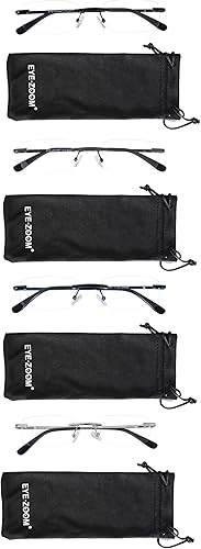 Miniatura 9 de Paquete de 4 lentes de lectura unisex con marco de metal sin montura con bolsa para hombres y mujeres