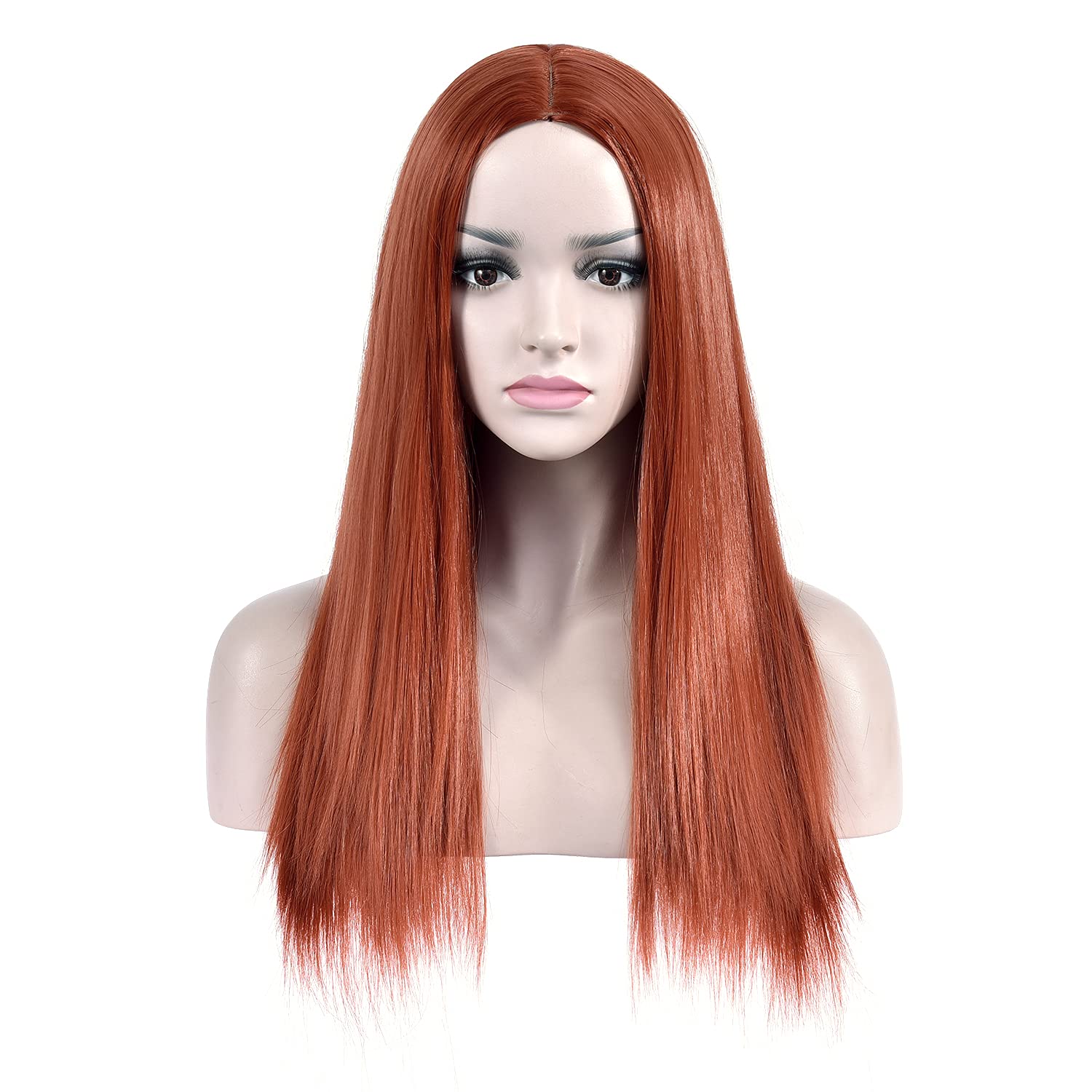 incohair 22 Inches Dark Orange Wigs Women Girls Long Straight Wigs Synthetic Party Cosplay Costume Wigs (Dark Orange)