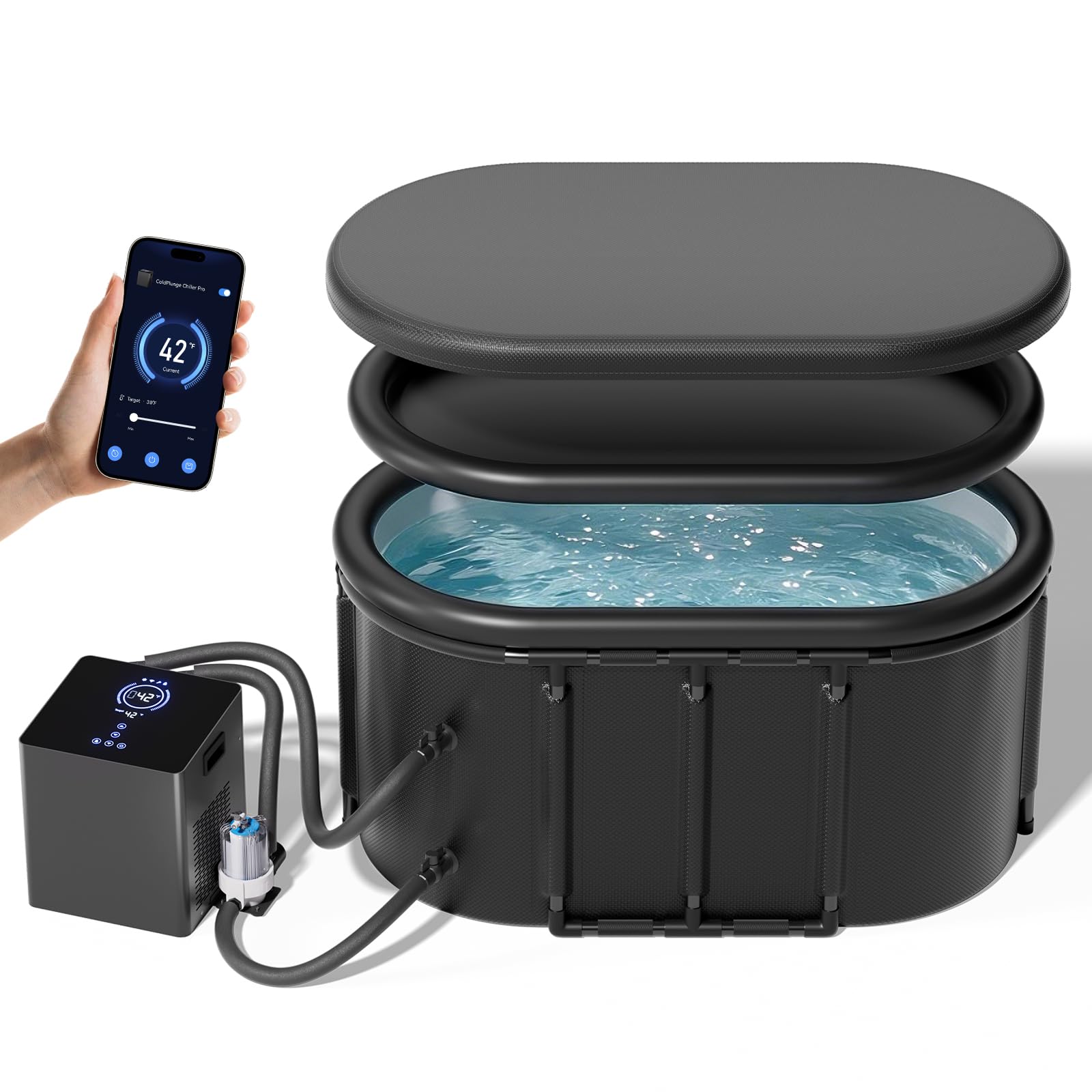 1/3 HP WiFi Cold Plunge Chiller with 148Gal Ice Bath Tub for Cold Therapy