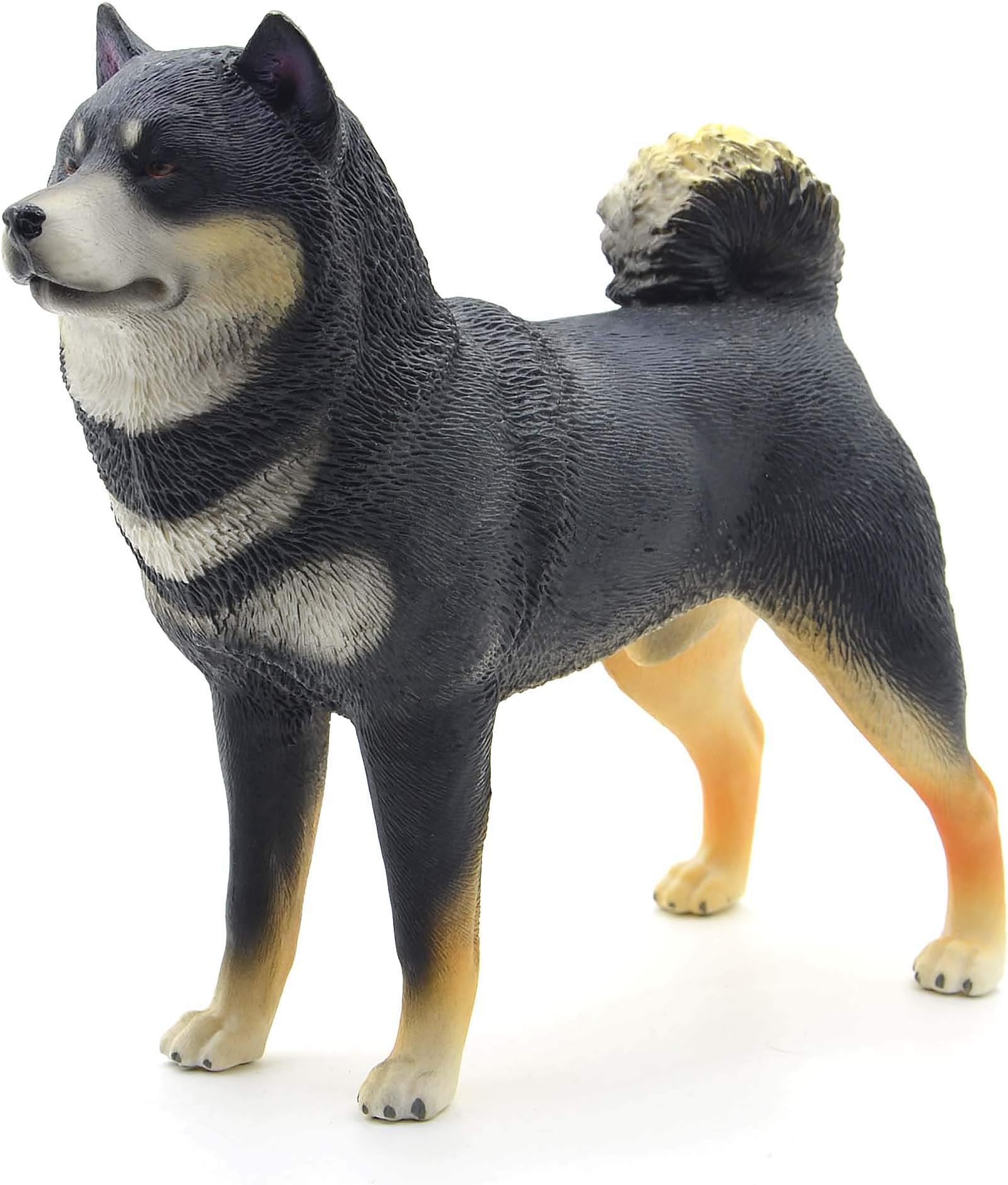 Kolobok – Shiba Inu Action Figure - Dog Toy – Black and White - 6 inches