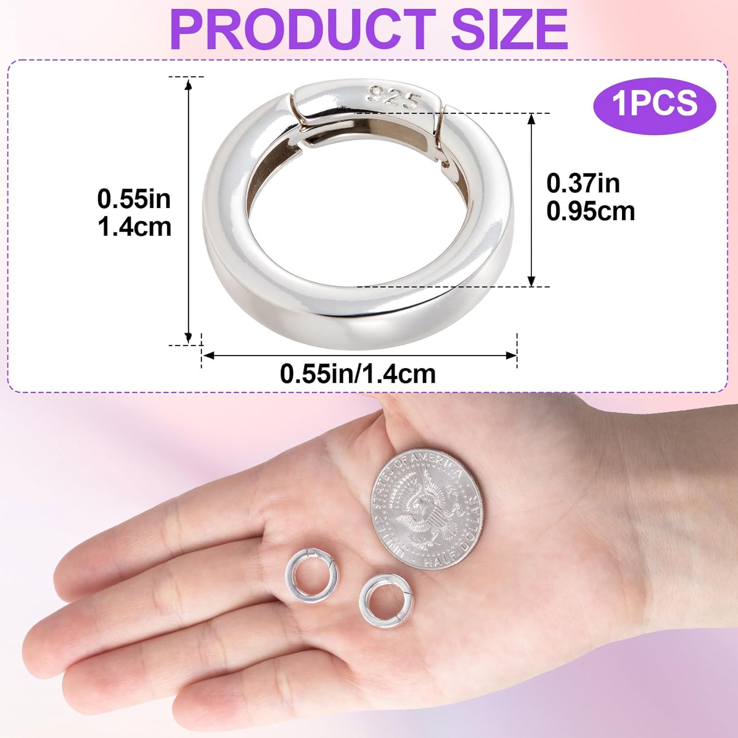 925 Sterling Silver Jewelry Clasps, Hypoallergenic Round Necklace Enhancer Shortener, Spring Rings Clasp Connector Clips for Bracelet Anklet Jewelry Making - Image 2