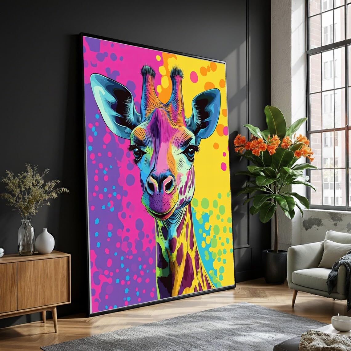 Toile girafe colorée décoration murale moderne salon abstraite - 8