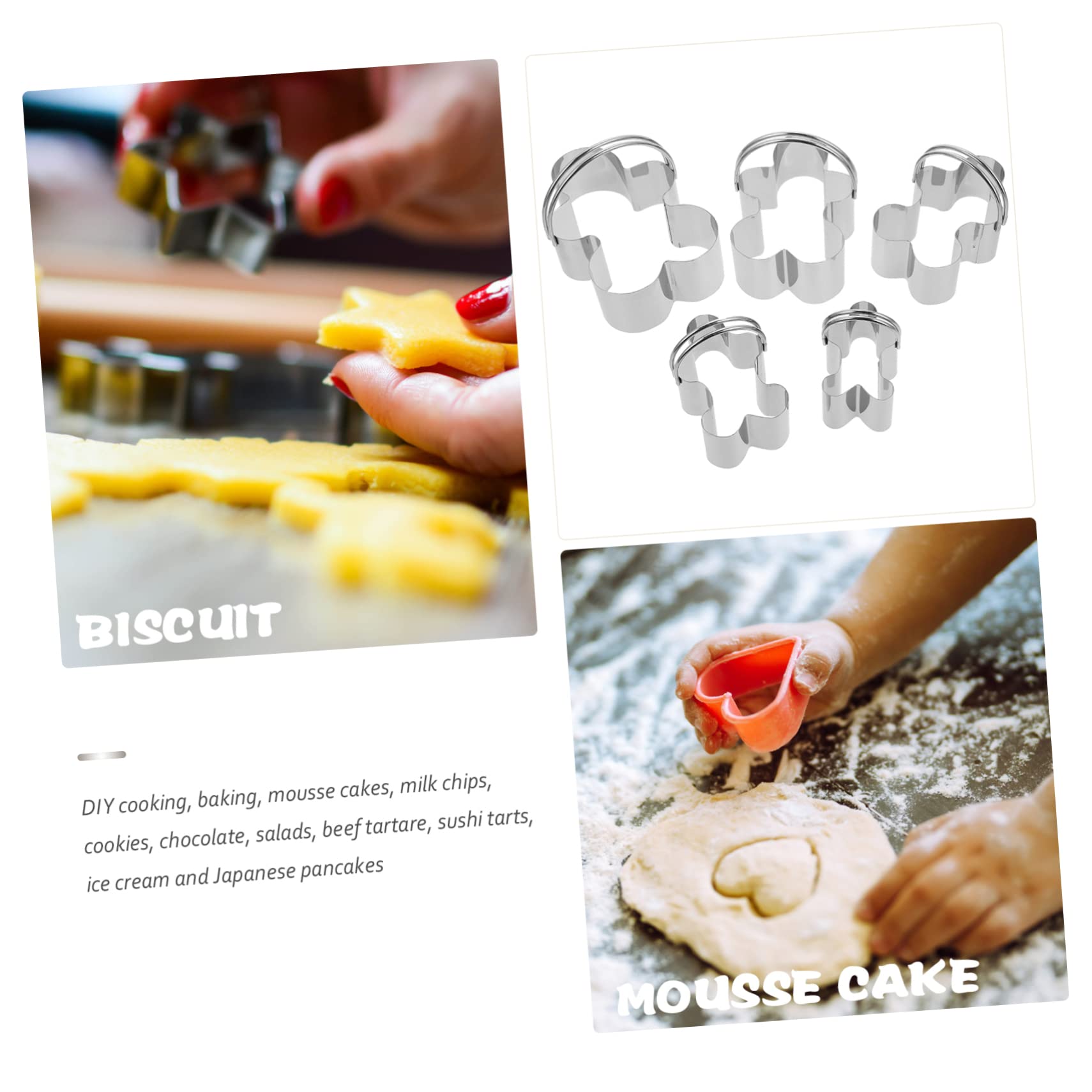 IMIKEYA 5 Sätze 5-teiliges Set Mousse-ringe Backen Plätzchen Keks Bausatz Party-cookie-formen Formen Von Ausstechformen Party-kuchenschneider Silver Rostfreier Stahl 5 Stück * 5