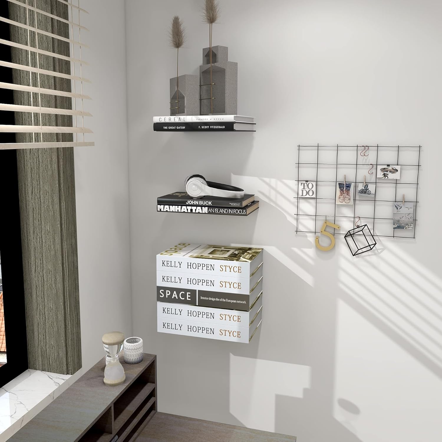 STORAGE MANIAC Floating Book Shelves for Wall Mounted Invisible Floating Bookshelves Heavy-Duty Steel Hidden Bookshelf Hanging Bookshelves for Bedroom Living Room Office, White 3-Pack Extra Large