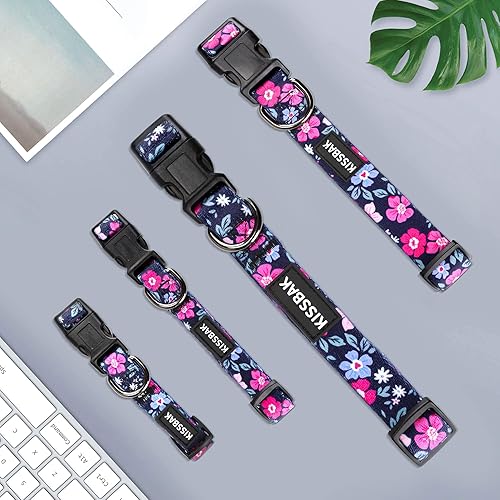 Miniatura 2 de KISSBAK Collar de perro para perros medianos  Diseño especial lindo collar suave ajustable floral elegante collar para cachorros hembras (M, Roseus)