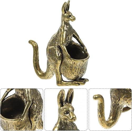 Miniatura 7 de VOSAREA Decoración de mesa de comedor, figura de canguro de latón, animales, adornos de decoración de latón para decoración de mesa de té, adornos