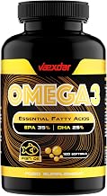 Vaexdar Omega 3 Capsules 3000mg - Fish Oil with Vitamin E - High Concentration of EPA and DHA - Fatty Acids - High Concentration - 1050mg EPA and 750mg DHA - Regulates Cholesterol (120 Beads)
