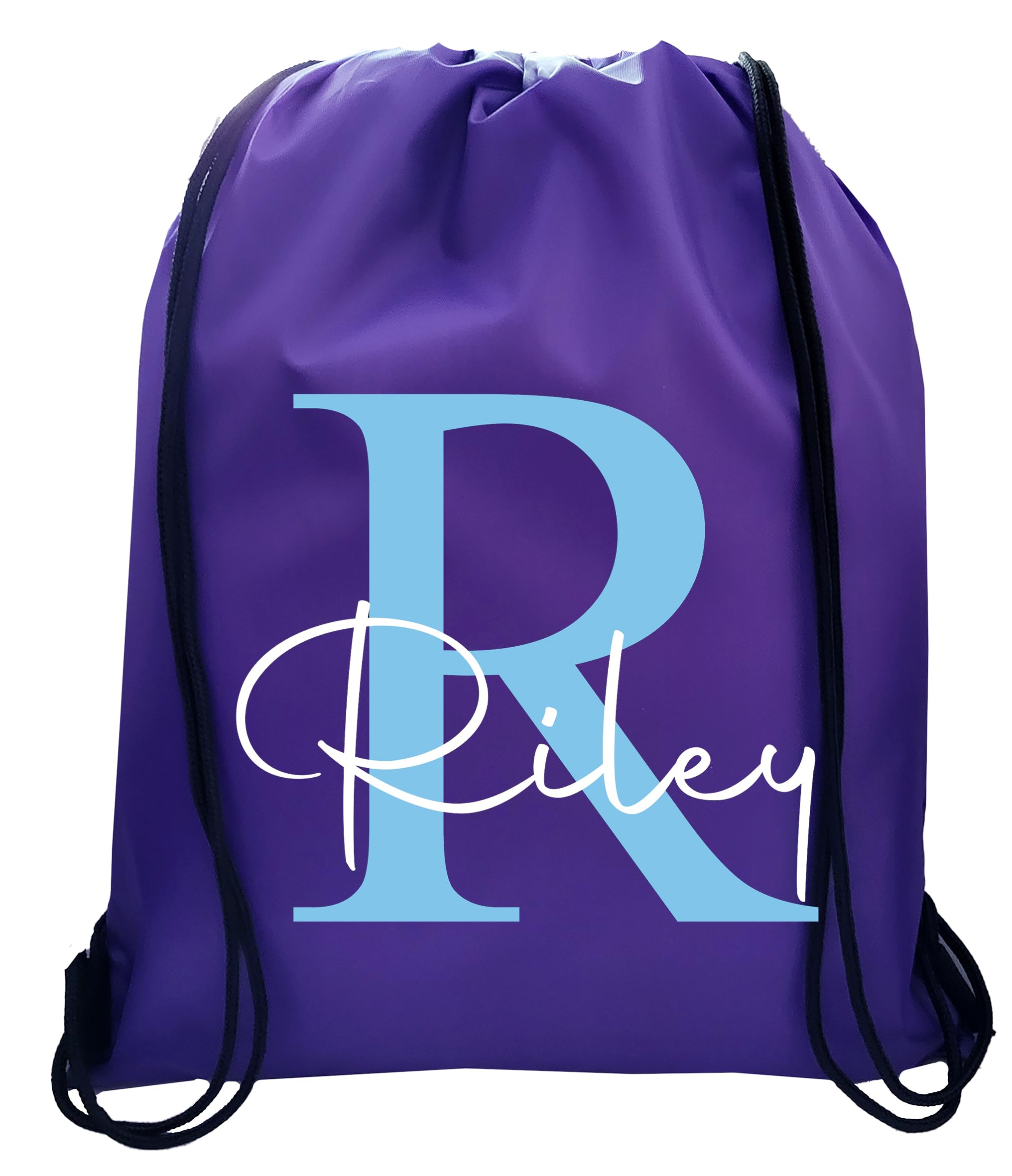 JJLC Personalised PE School Bag Drawstring Sports Bag Initial & Name (Purple)