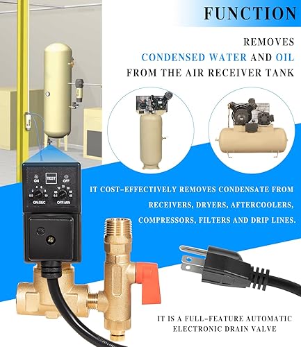 Miniatura 2 de Replacement for Edv200 Automatic Electronic Drain Valve Removes Condensed Water And Oil From The Air Receiver Tank 1/4 NPT 110/120v 7/16" ORF