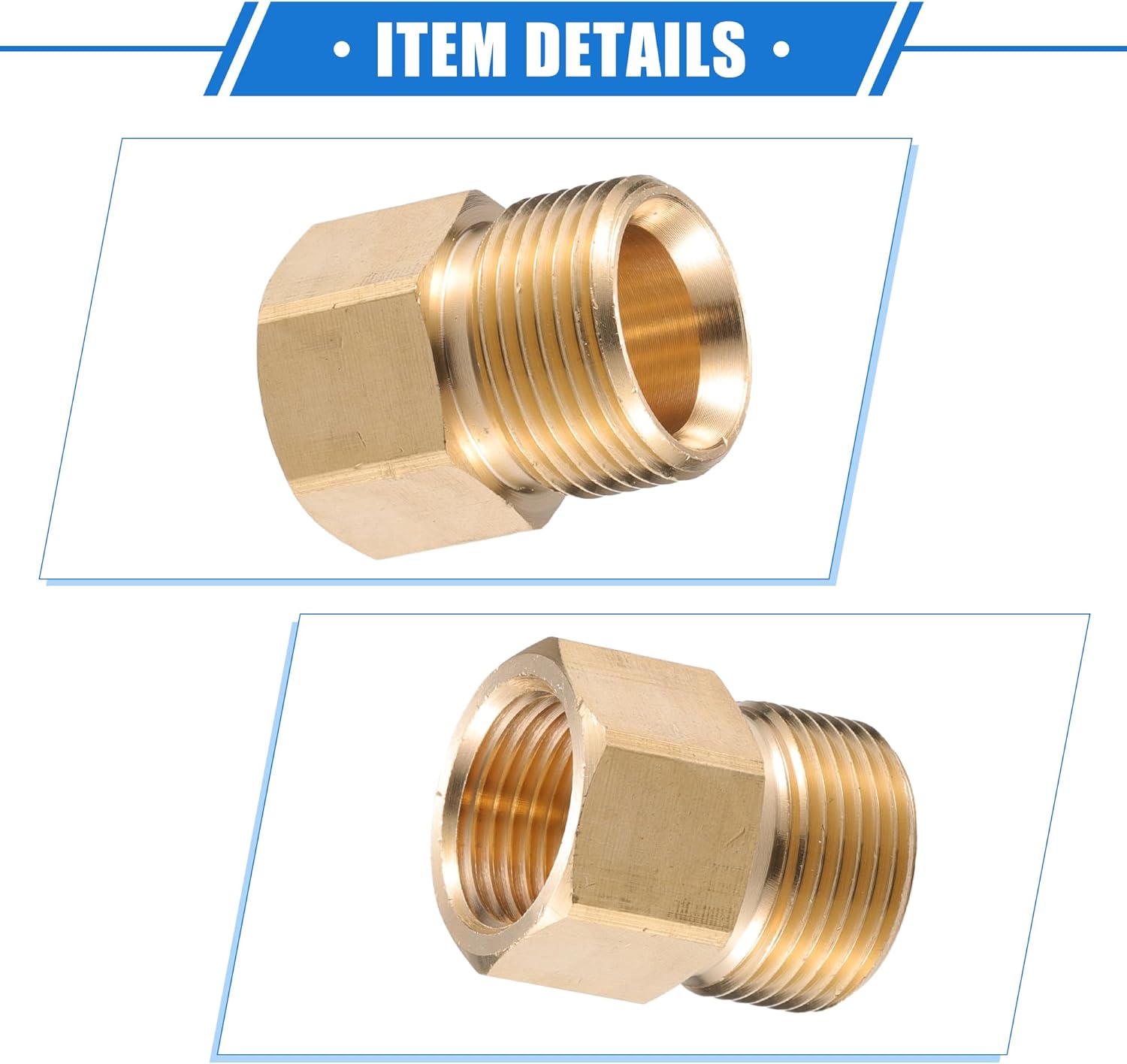 Pressure Washer Connector, 3/8" NPT to M22x1.5 Male Adapter Brass Screw Hose Connector Universal for Pressure Washer Quick Connect Brass Copper Tone 1pc