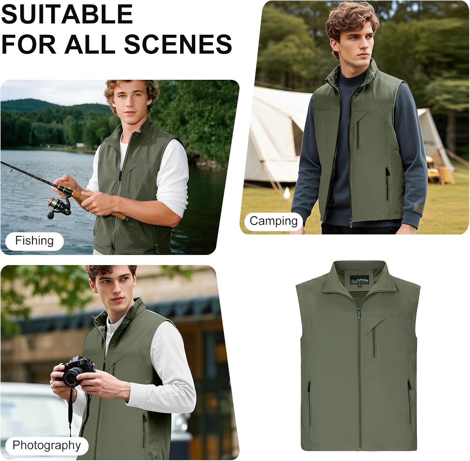 DUOFIER Men's Casual Vest Lightweight Outdoor Work Photo Cargo Sleeveless Jacket for Hiking Travel - Image 4