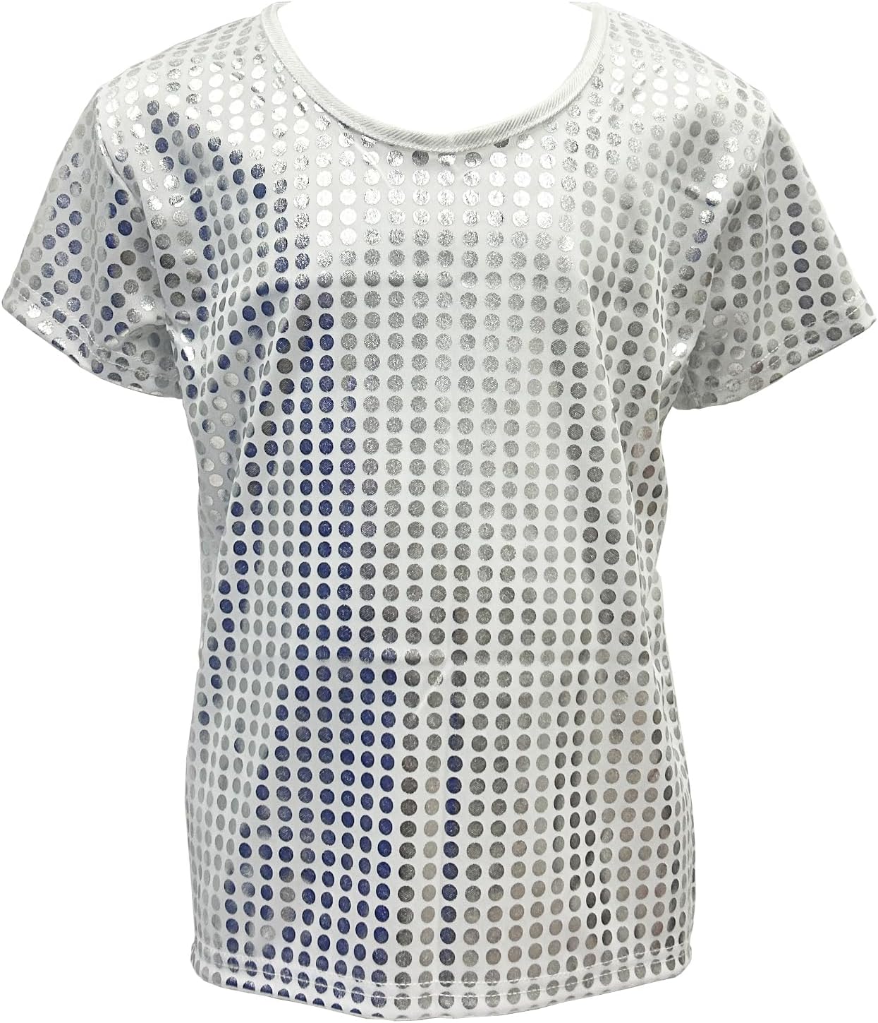 KKmeter Kids Girls Boys Shiny T-Shirt Short Sleeves Hip Hop Jazz Dance Performance Festival Party Loose Top Shirt Blouse (Silver, 2-6)