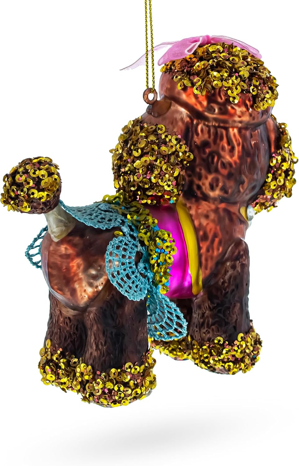 Poodle Glass Christmas Ornament