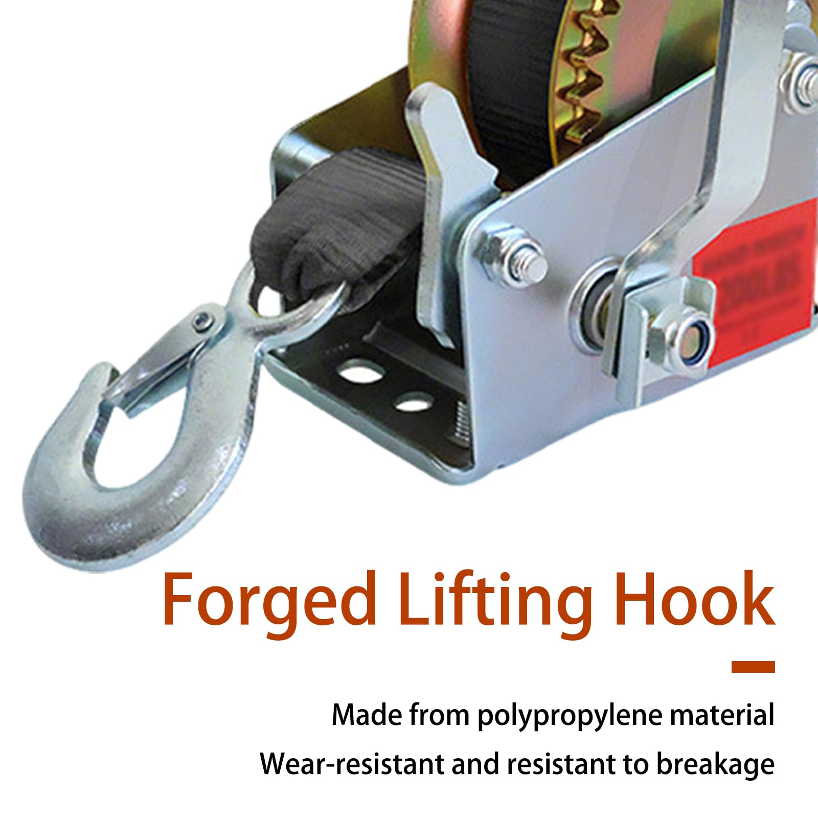 Manuelle Handwinde mit Polyestergurt, Tragfähigkeit 500-3500 Pfund für Bootsanhänger, ATV, UTV Abschlepp- und Bergungsarbeiten, robuste Silberne Ausführung (Silber 500 Pfund (1,7 m))