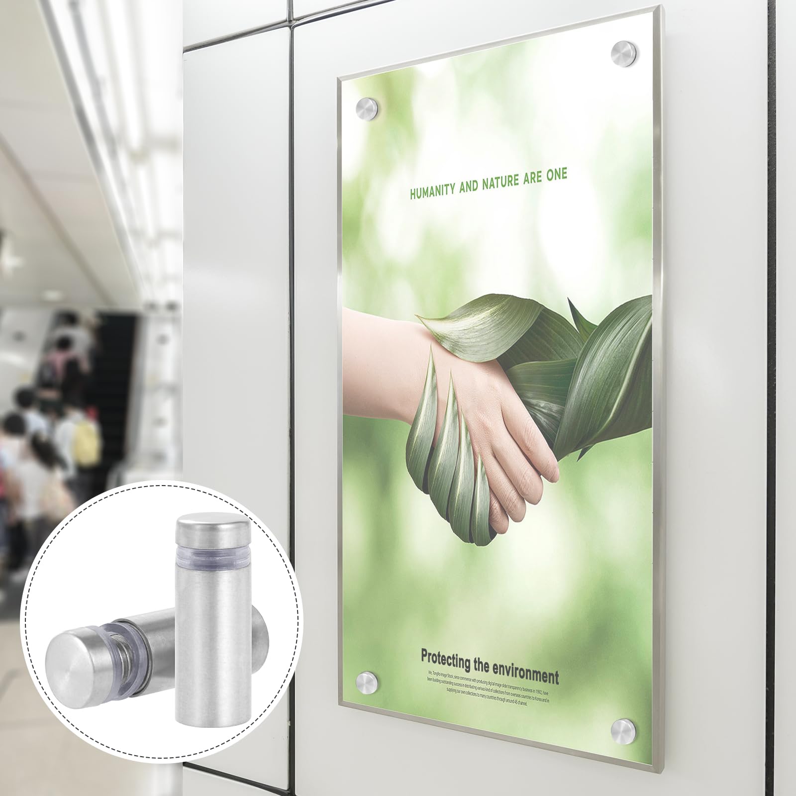 30 Distanziali Per Targhe In Acciaio Inox - Supporti Vite Per Vetrine, Insegne, Specchi, Con Guarnizioni - Foto 3