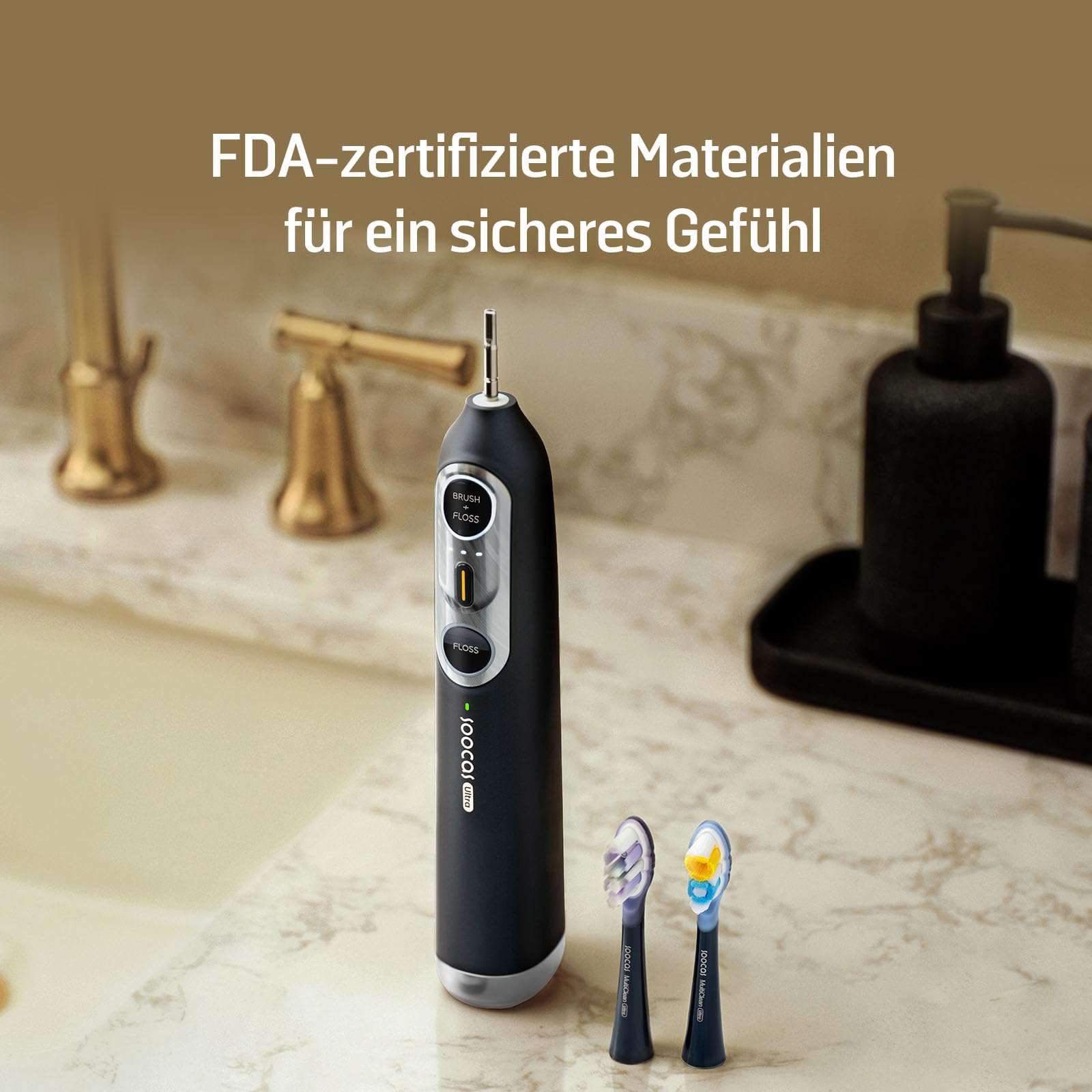 Soocas Multiclean Ultra Clean Zahnbürstenköpfe - 2 Ersatzbürsten, kompatibel mit NEOS II und NEOS II Ultra Elektrozahnbürsten, Weiß