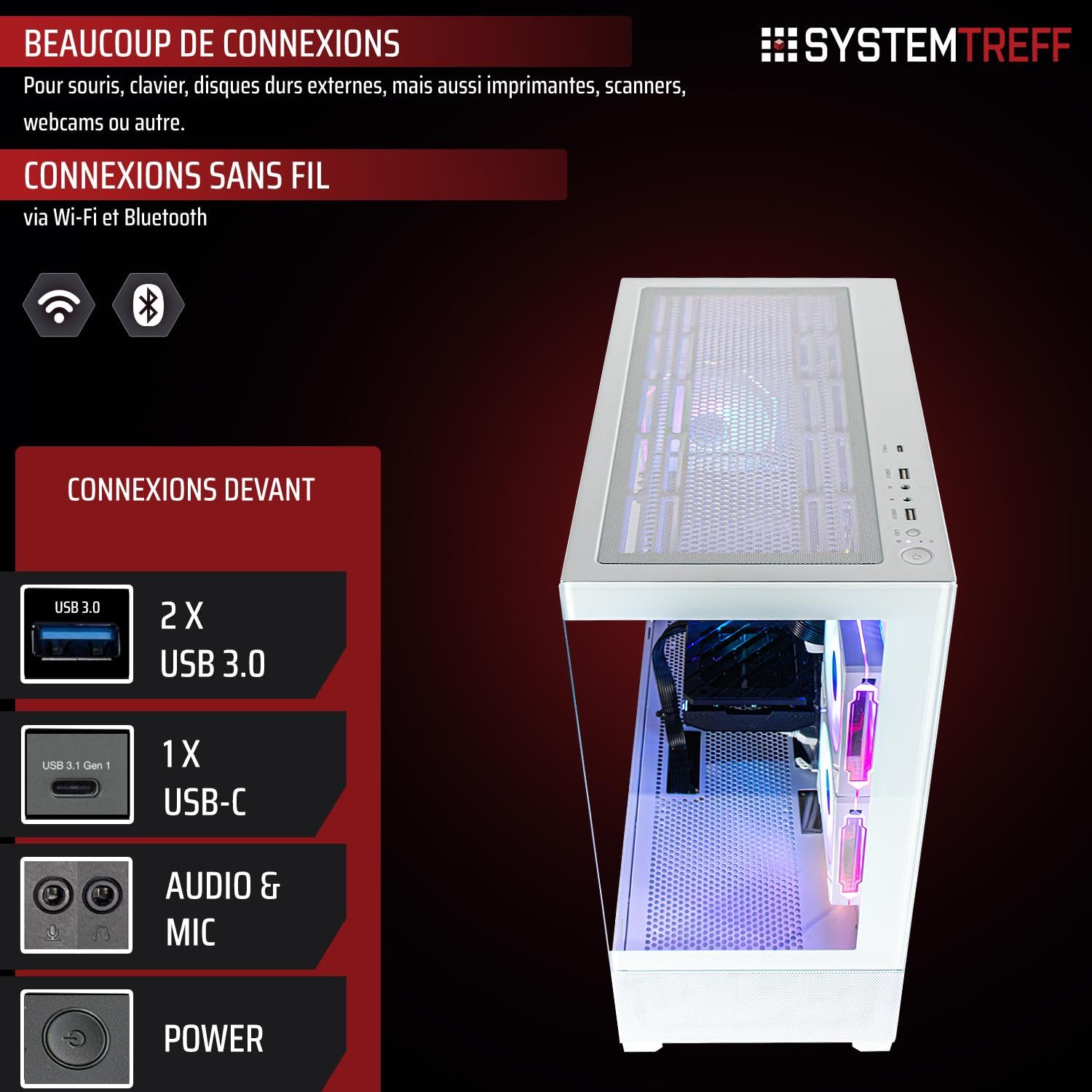 SYSTEMTREFF PC de Bureau Blanc Intel Core Ultra 5 225F 6x4.4GHz | Nvidia RTX 3050 6Go | 512Go M.2 NVMe | 16Go DDR5 RAM | Windows 11 | Ordinateur de Bureau Silencieux avec pour Usage Professionnel