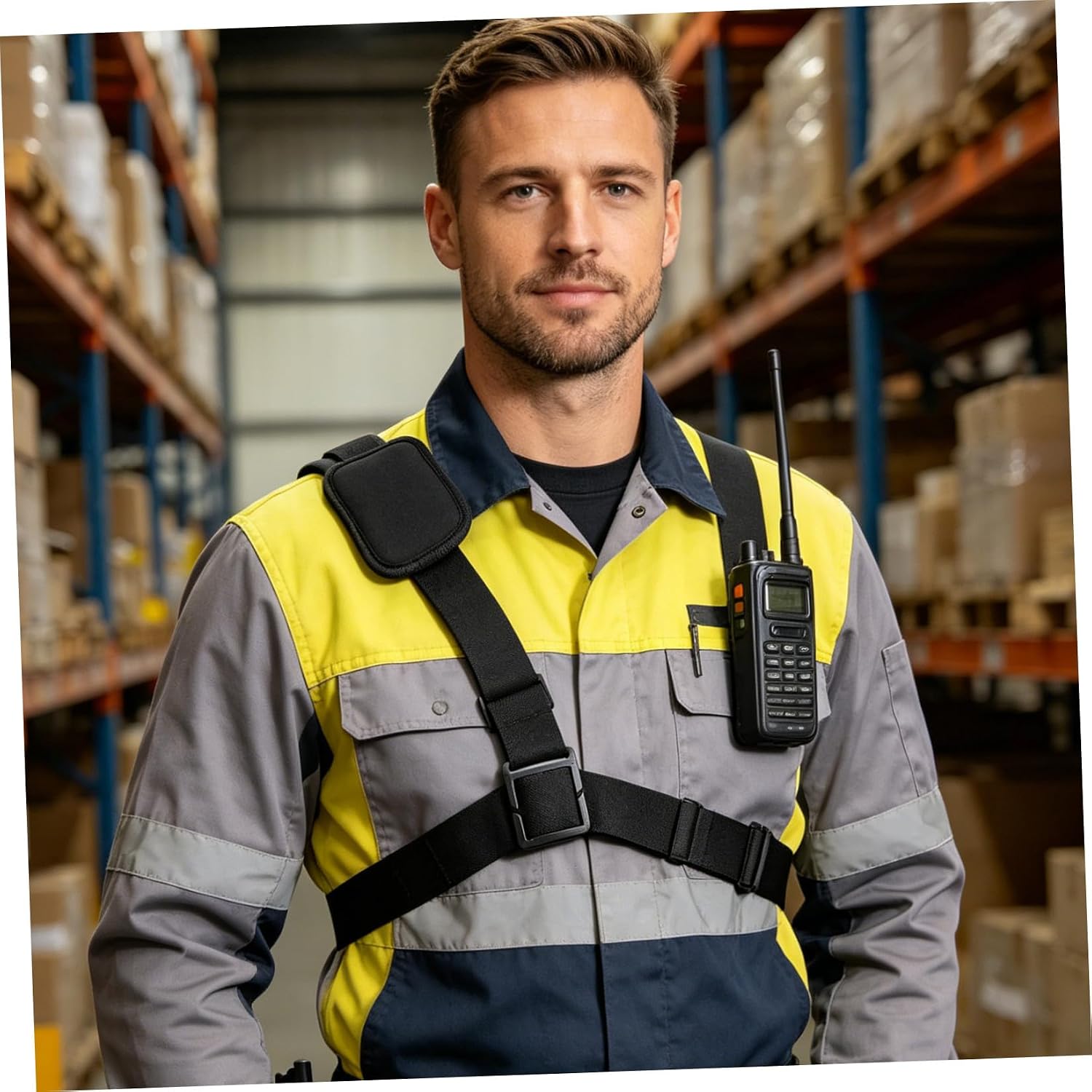 Body Camera with Adjustable Radio Shoulder Strap for Firefighters and Security Personnel – Wearable Interphone Mount, Single Shoulder Radio Harness Accessory