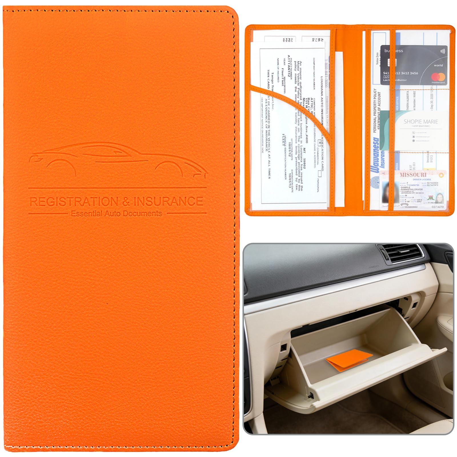 カシオペア アメニティポーチ【乗車証明オレンジカード、コースター】セット Amazon.com: Miunice Car Registration and Insurance Holder, Premium