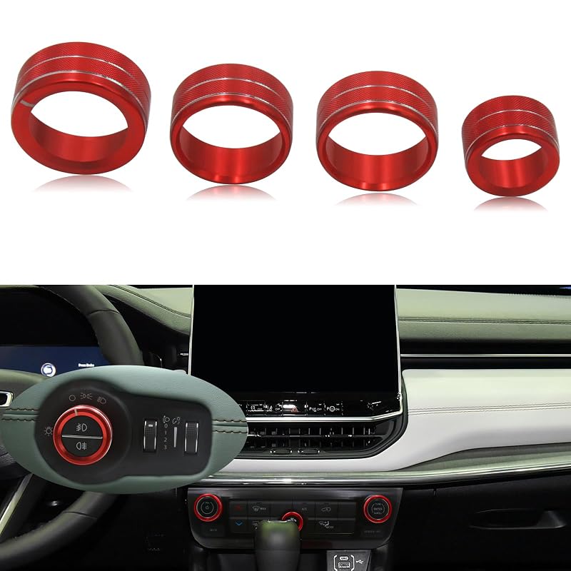 Aplique de acabamento para botões do farol e ar-condicionado Jeep Compass 2022–2025 sumaikeji vermelho