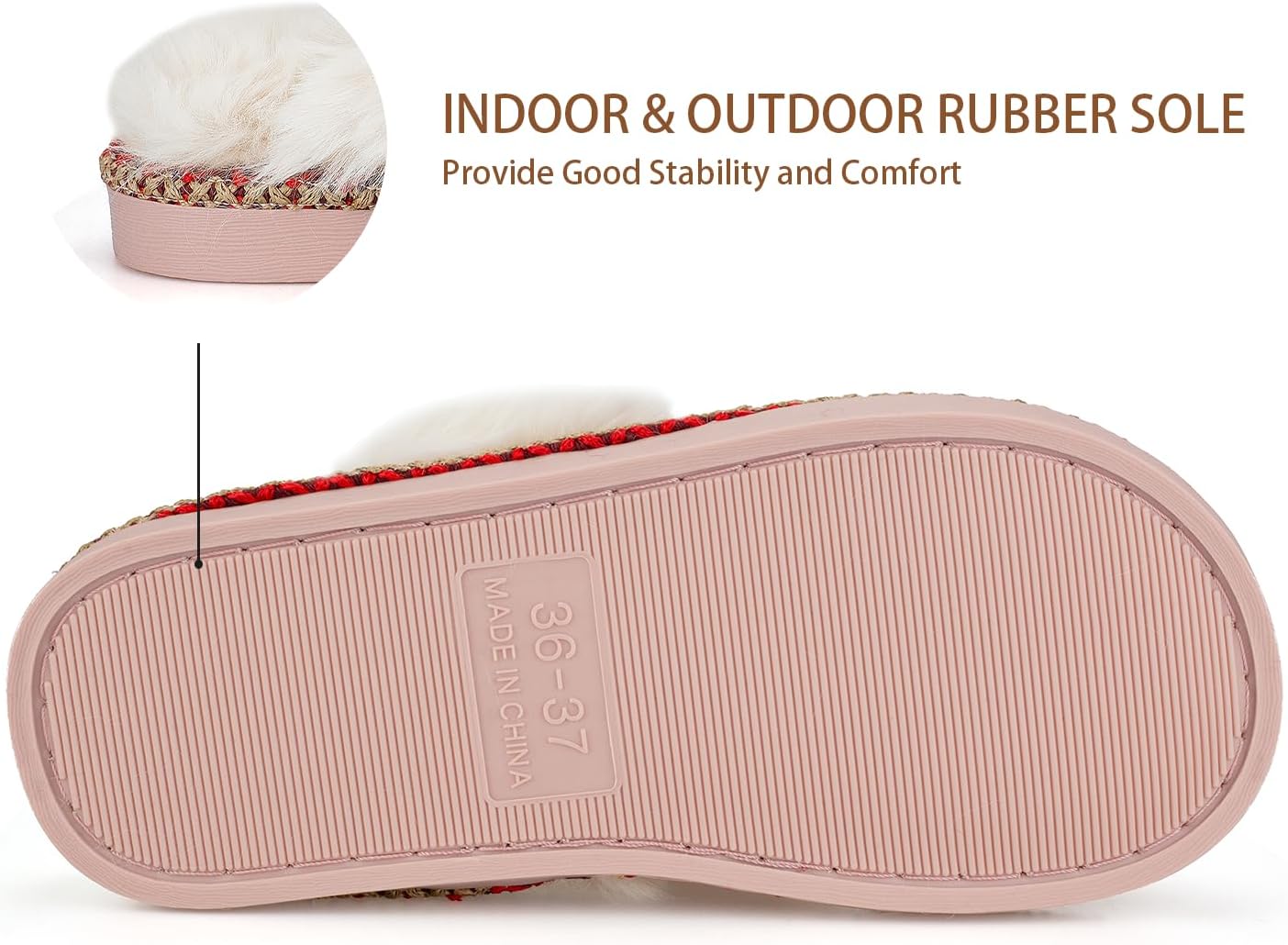 Women's Fuzzy Memory Foam Slippers Ultra Plush Warmth Memory-Foam Support & Stylish Cozy Design Non-Slip Rubber Sole Indoor & Outdoor House Slippers for Women