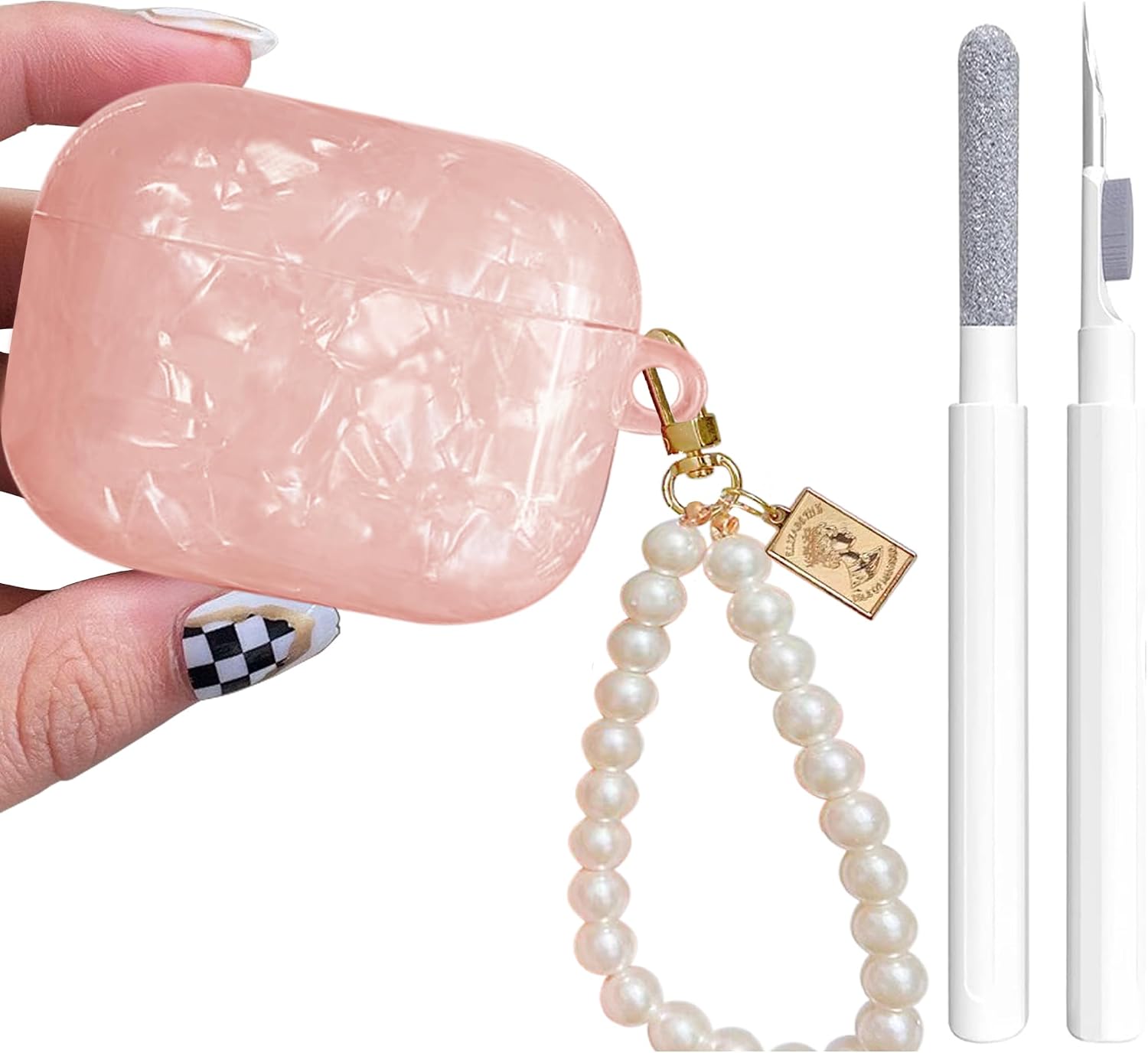 Glitter Case for AirPods Pro 3rd 2025 - YOMPLOW Case Cover Skin Women Girls with Luxury Pearl Keychain Cleaner Tool for Apple Airpods Pro 3 Gen Generation Charging Case 2025 - Pink