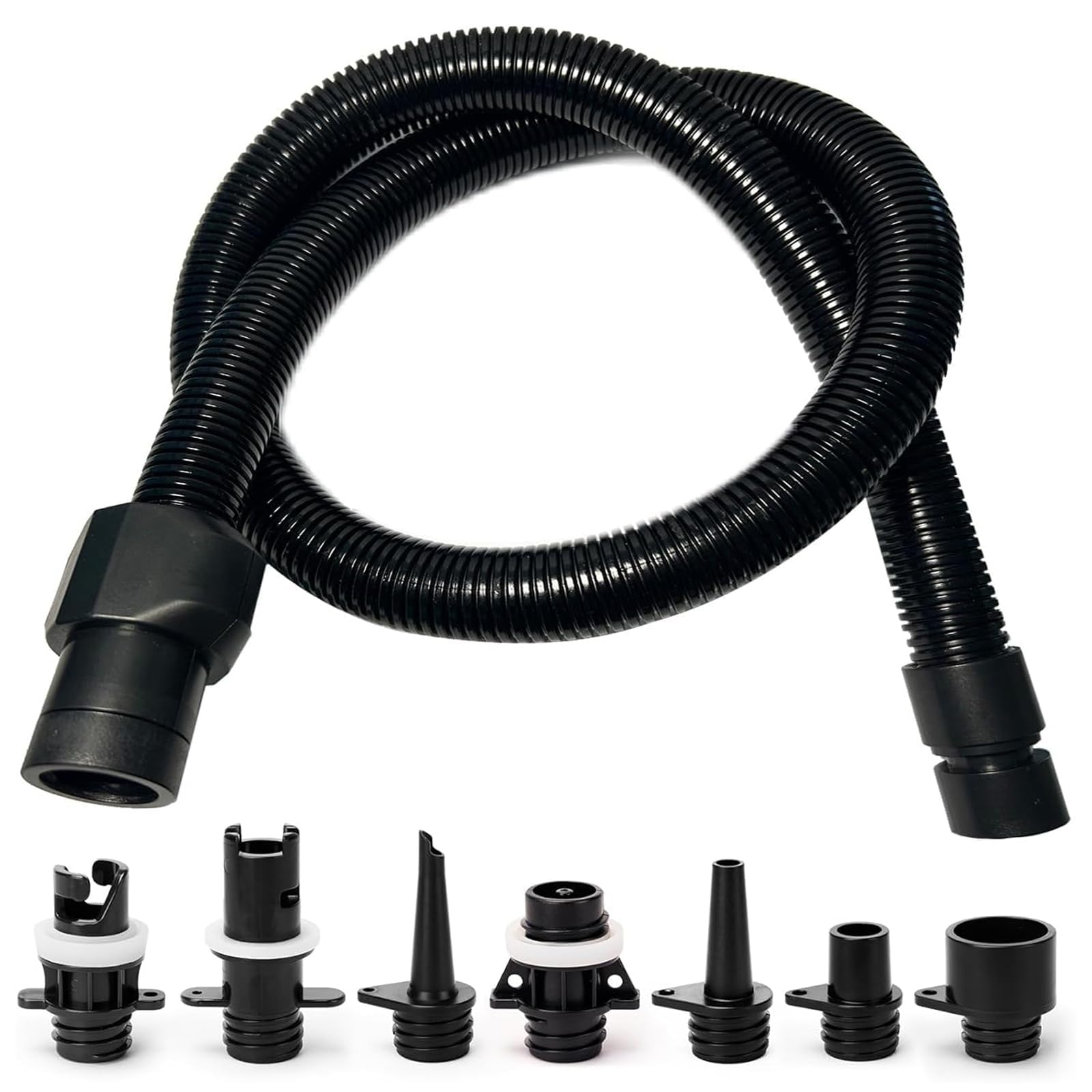 Adaptateur De Pompe Sup,Kit Adaptateur de Pompe Sup,Kit adaptateur de pompe gonflable Tuyau de Gonflage 1m avec 7 Buses à Clapet Adaptateur Tuyau Gonflage Kayaks pour Paddle,Bateaux Gonflables,Kayaks