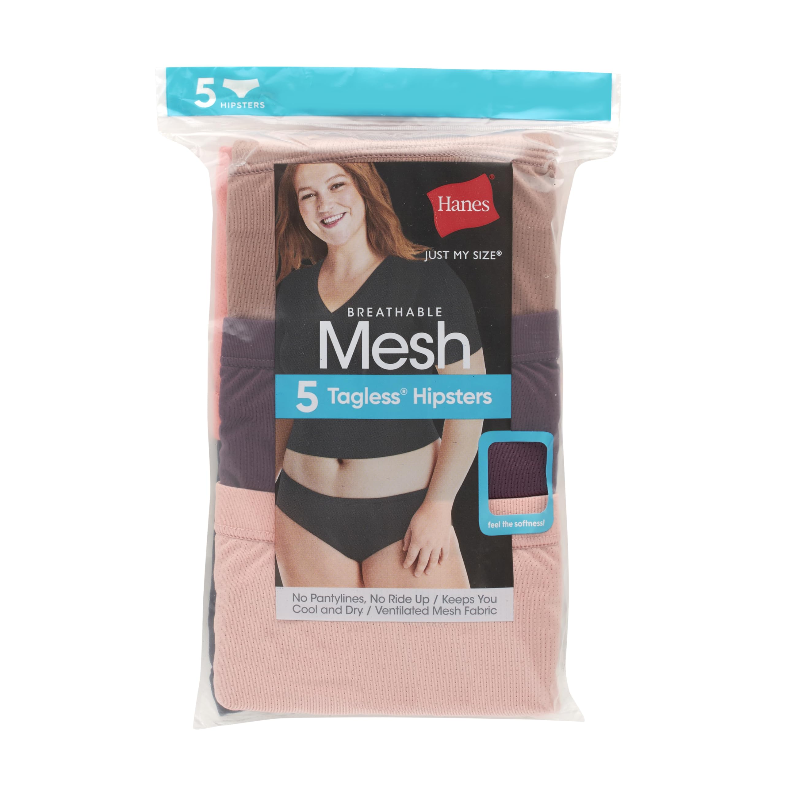 Hanes Paquete de Ropa Interior Hipster para Mujer, Bragas de Malla Transpirable para Mujer, Paquete de 5