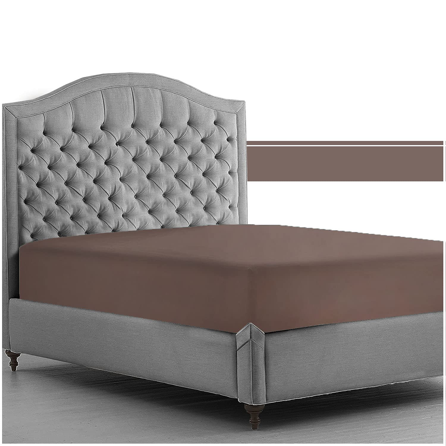 Soft & Cozy King Sized Sheet Fitted Deep, Ultra Soft Percale Sheets, Plain Bedding Bedsheets, Choco