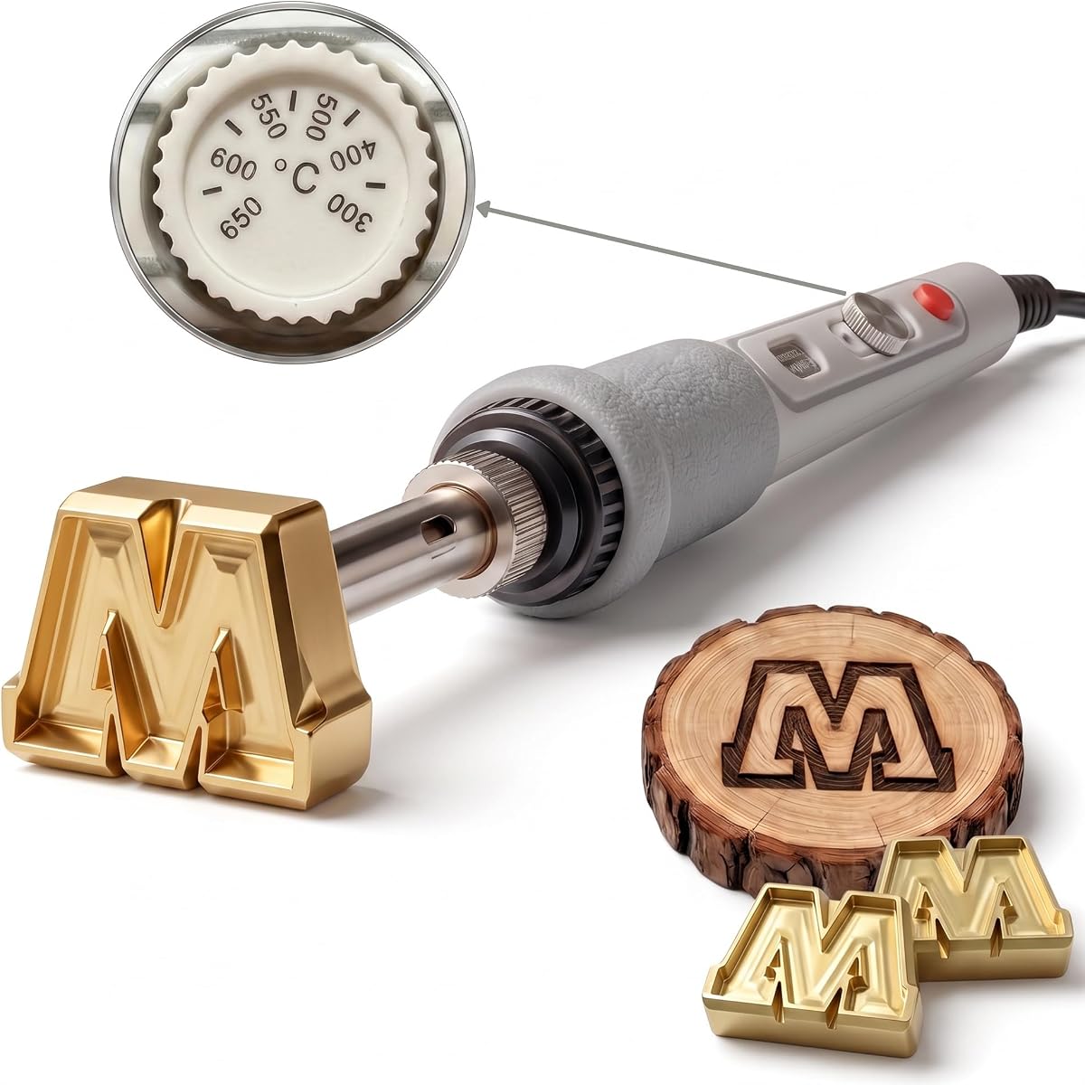 Ashley Small Wood Burning Tool Electric Branding Iron Handle with Threaded Adapter Temperature Controlled Wood Burner for Custom Brass Logo Stamps Woodcraft DIY Projects & Gift Making