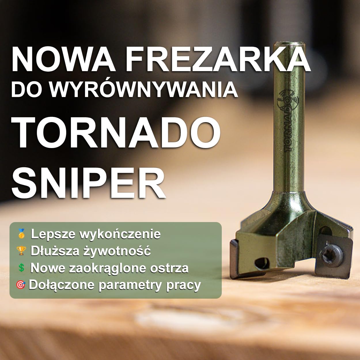 Fraiser Zestaw TORNADO SNIPER – frez do wyrównywania drewna, trzpień 8 mm, średnica 35 mm, z 10 zapasowymi płytkami, 3 śruby i klucz – do płaszczyzn, rowków i krawędzi, do frezarki górnowrzecionowej