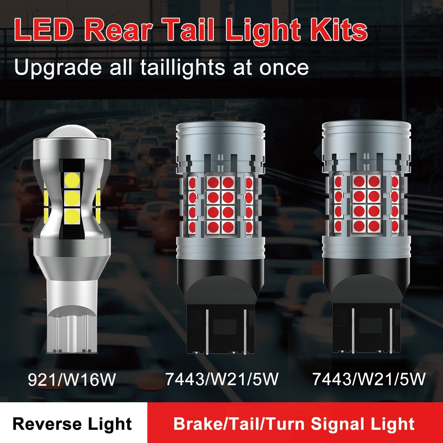 LED Rear Lamp Combo for 2015-2022 2023 2024 2025 Chevy Colorado Silverado 1500 2500 35000 HD Reverse 921 Brake Tail Turn Signal Light 7443, 12V High Brightness Plug and Play, Pack of 6