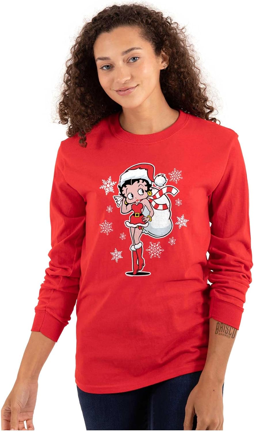 Betty Boop Christmas Holiday Cute Women's Long Sleeve T Shirt